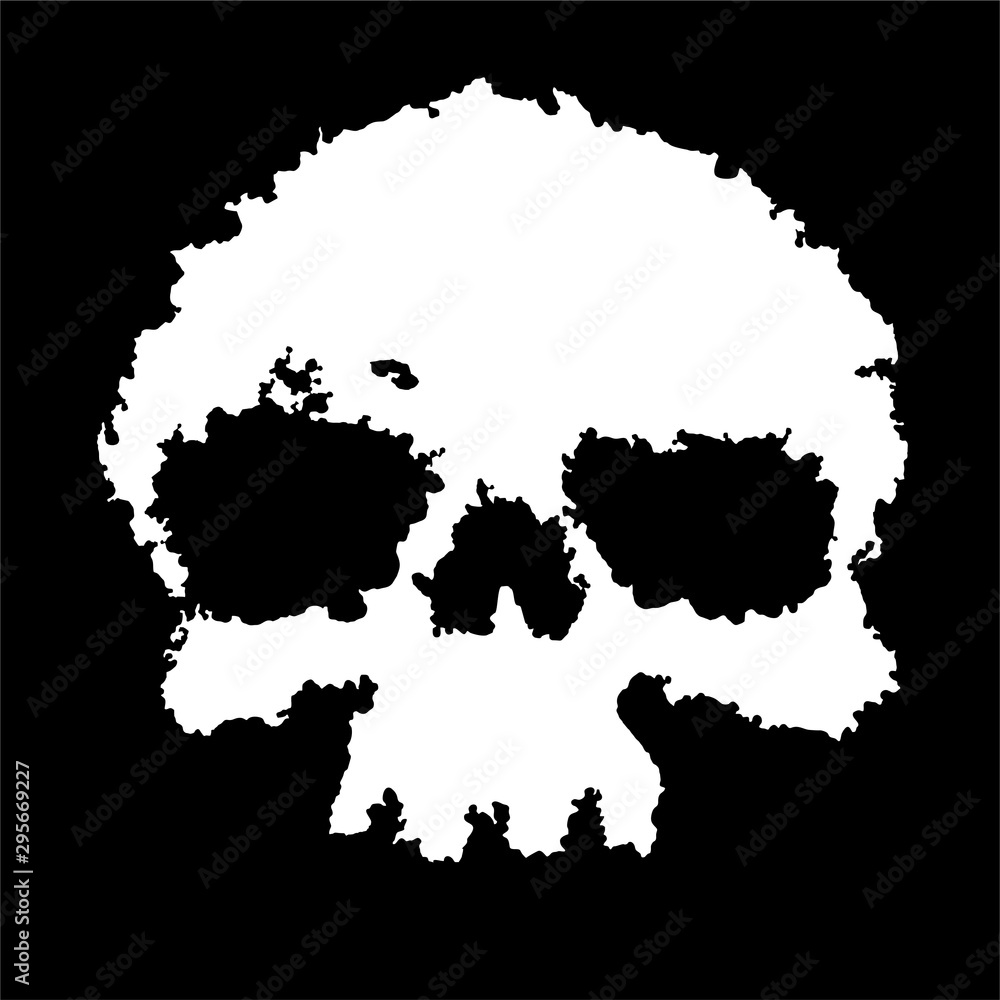 Obraz premium The silhouette of a human skull, like Jolly Roger. Concept: danger, pollution, poison.