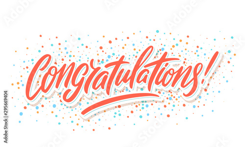 Congratulations. Greeting card. Vector lettering. photo