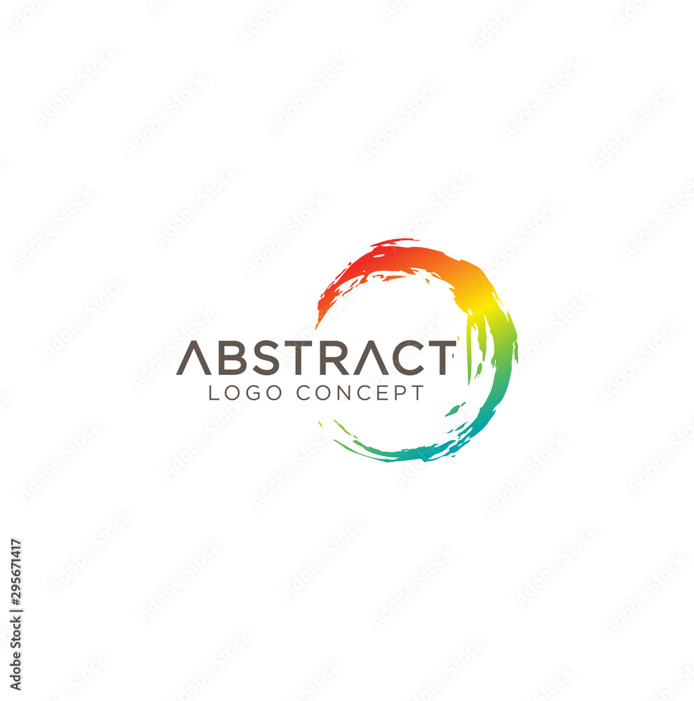 colorful circle paint brush Logo Icon Symbol Design Vector Stock