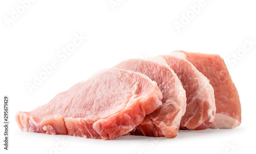 Raw meat pork cutting on a white background. Isolated