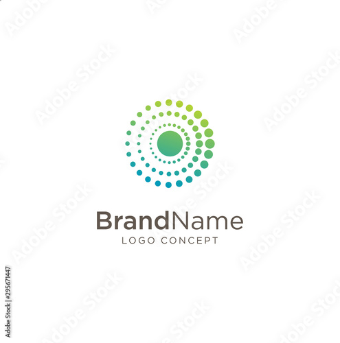 Circle Tech Logo .circle round flow shape modern icon for construction technology. Advanced analysis data base Logo symbol. Development of artificial intelligence sign