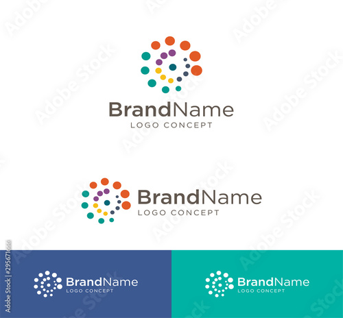 Circle Tech Logo .circle round flow shape modern icon for construction technology. Advanced analysis data base Logo symbol. Development of artificial intelligence sign