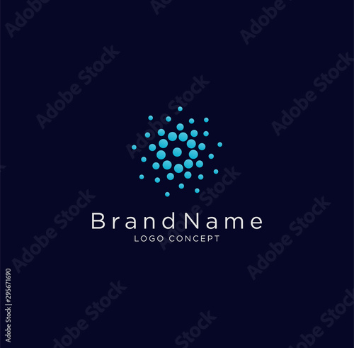 Circle Tech Logo .circle round flow shape modern icon for construction technology. Advanced analysis data base Logo symbol. Development of artificial intelligence sign