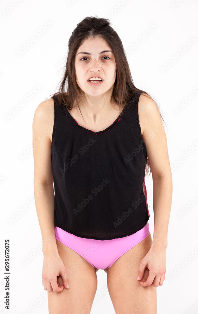 Anger is a fear emotional girl on a light background Anger is a fear emotional girl on a light background