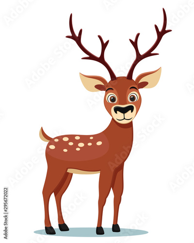 Wild deer with big horns on a white background.