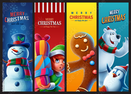 set of graphic postcards for Christmas