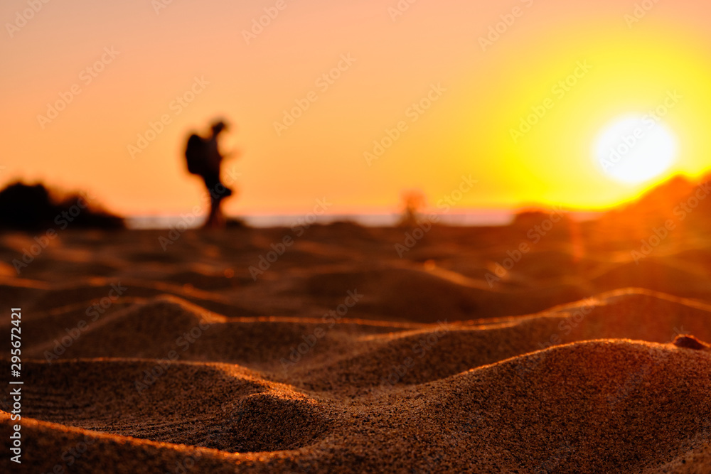 Explorer in Piscinas desert, Arbus, Sardinia, Italy