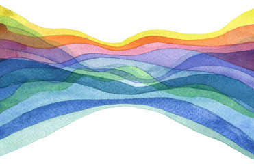 Abstract wave watercolor painted background. Paper texture. Isolated.