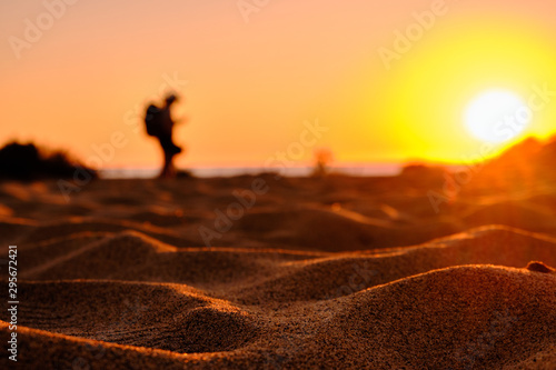 Explorer in Piscinas desert, Arbus, Sardinia, Italy