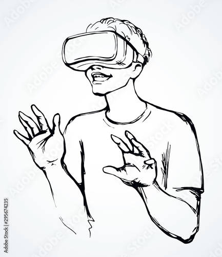 Virtual reality mask. Vector drawing