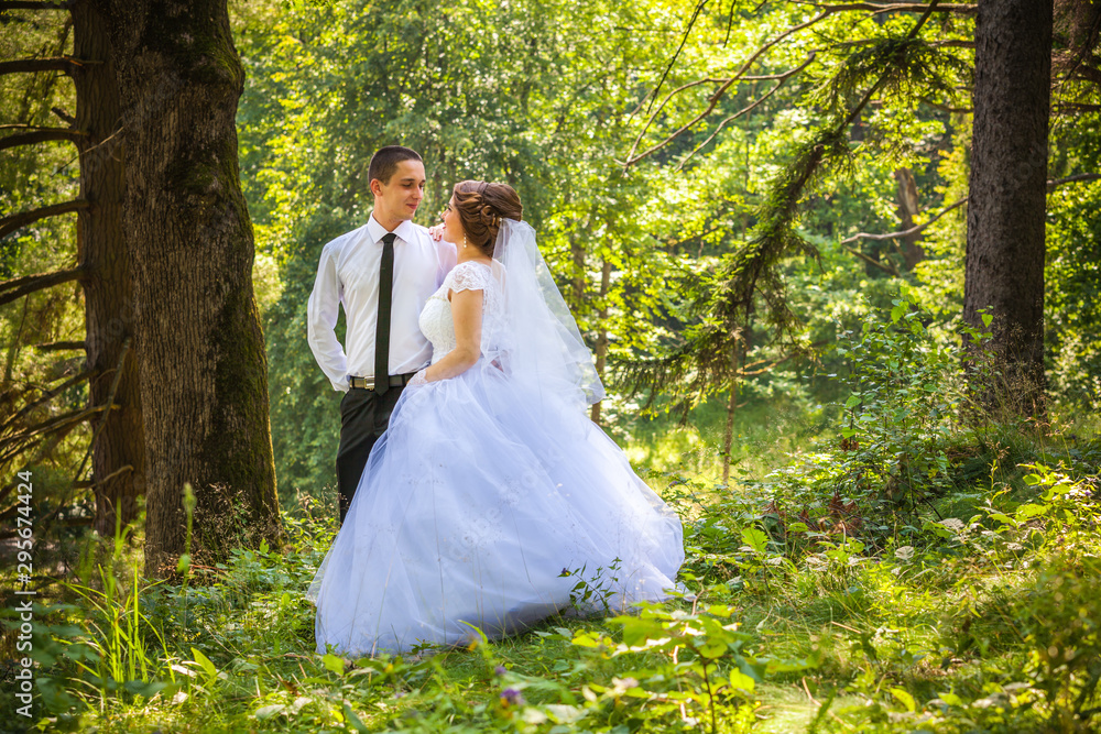 Wedding shot of bride and groom