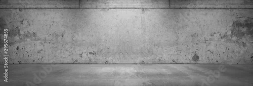 Panel kuchenny z motywem Old Concrete Wall Background Empty Floor Panoramic Room Wide Angle