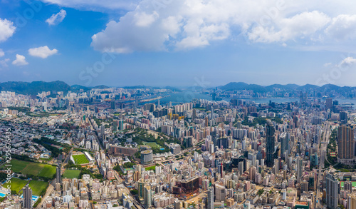 Photography Top down view of Hong Kong city