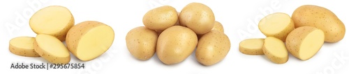 Young potato isolated on white background. Harvest new. Set or collection