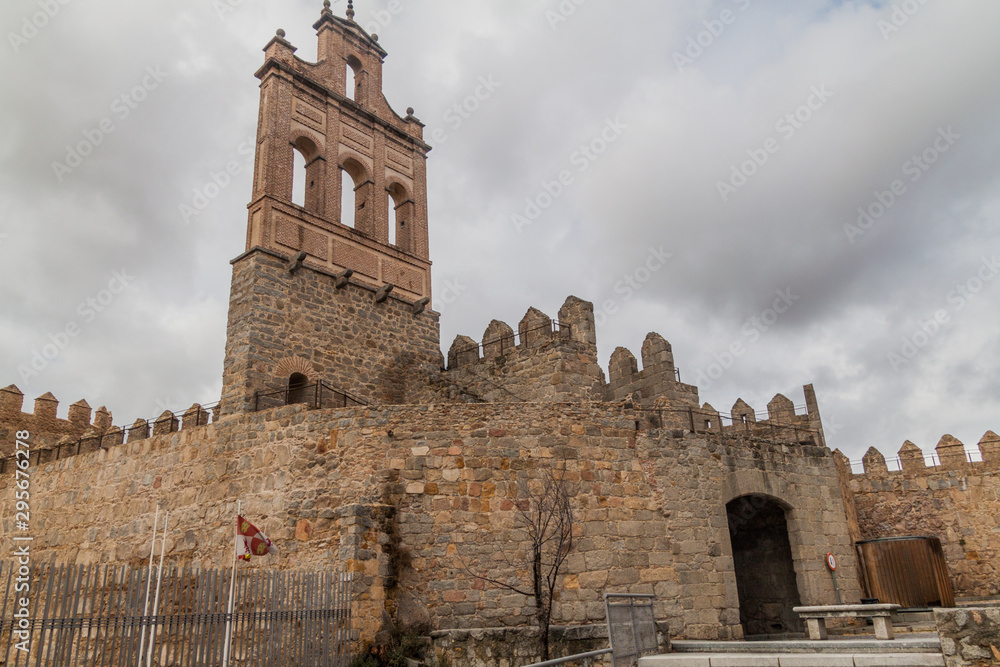 Fortification walls and Carmen Bell tower in Avila, Spain.