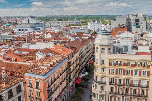 Skyline of central Madrid, capital of Spain