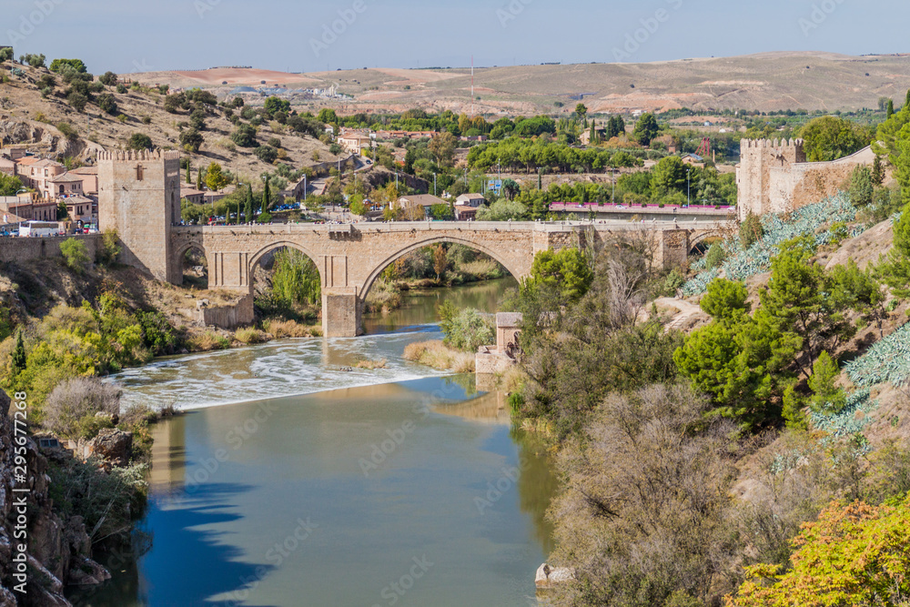 Puente San Martin bridge over river Tajo in Toledo, Spain