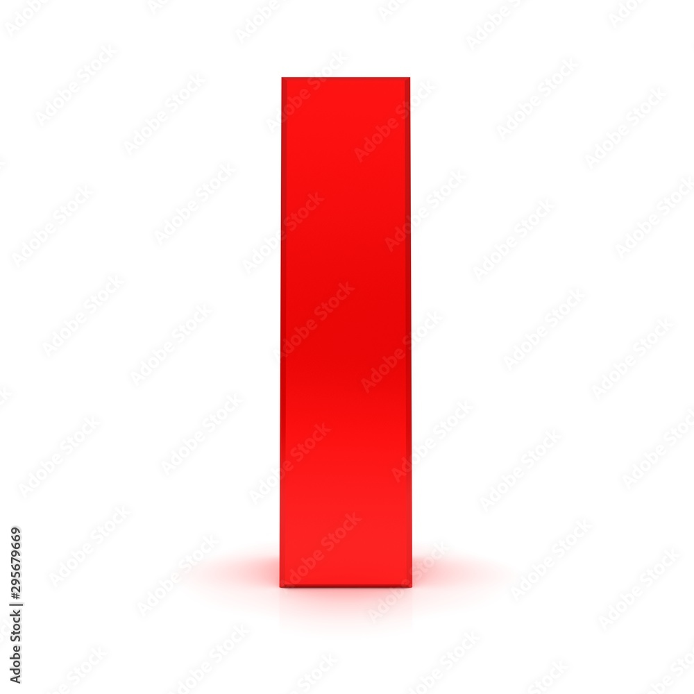 I letter sign red 3d