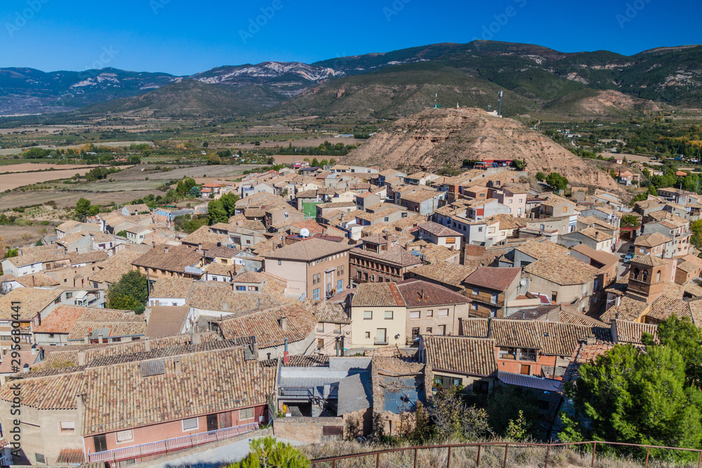 Aerial view of Bolea village, Aragon province, Spain
