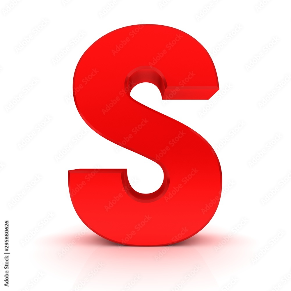 S letter sign red 3d S letter sign red 3d