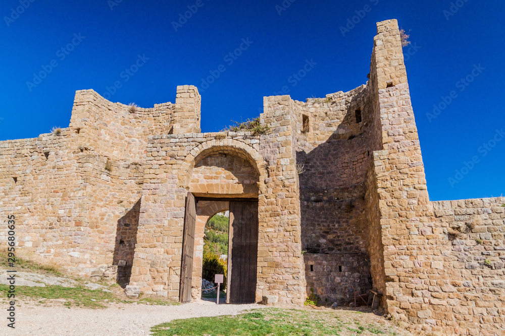 Gate of Castle Loarre in Aragon province, Spain