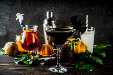 Selection of Halloween cocktail drinks
