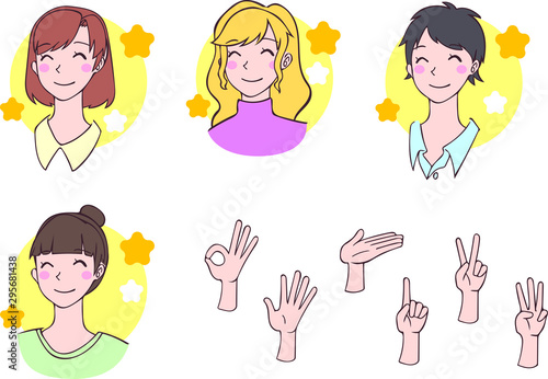 女性　嬉しい表情　手　アイコン