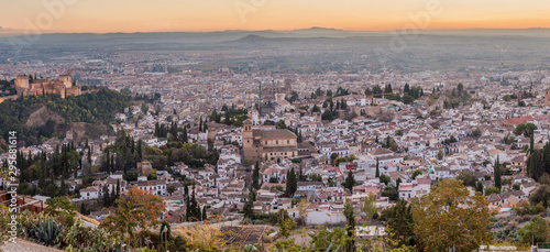 Panorama of Granada during the sunset, Spain
