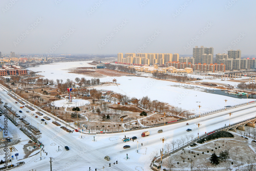 Fototapeta premium urban snow scene