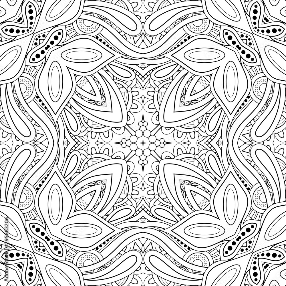 Monochrome Seamless Pattern with Mosaic Motif Monochrome Seamless Pattern with Mosaic Motif