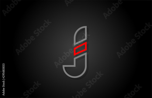 alphabet line J letter red black for company logo icon design photo
