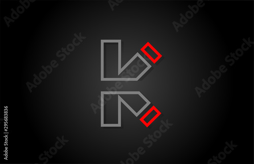 alphabet line K letter red black for company logo icon design