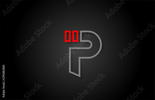 alphabet line P letter red black for company logo icon design