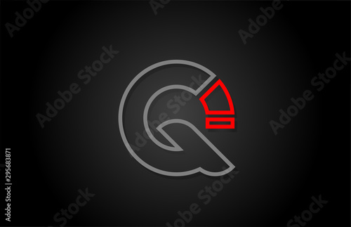 alphabet line Q letter red black for company logo icon design