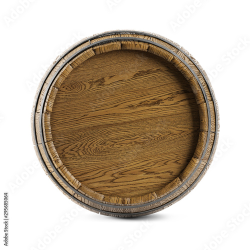 Wooden barrel isolated on white background. Clipping path included. 3d illustration