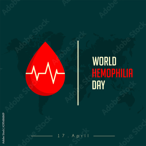 World Hemophilia Day with heartbeat in the blood vector design