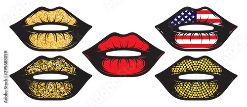 Set of female lips isolated on white background. Vector illustration. EPS10