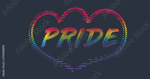 Hand drawn grunge heart logo. Vector lgbt icon