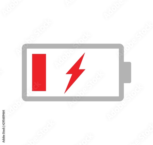 Battery charging flat icon. charge symbol. Simple, flat design for web or mobile app. Status. Battery icon. Electric battery vector