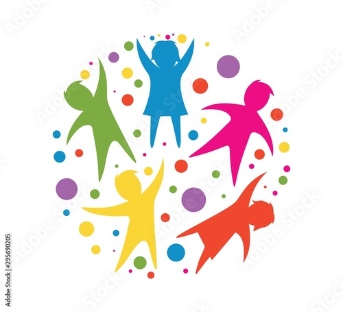 Children Education Logo - Happy Kids Education. Creative Children Reaching Star Education Logo. Happy kids logo vector illustration. kids concept vector illustration icon.