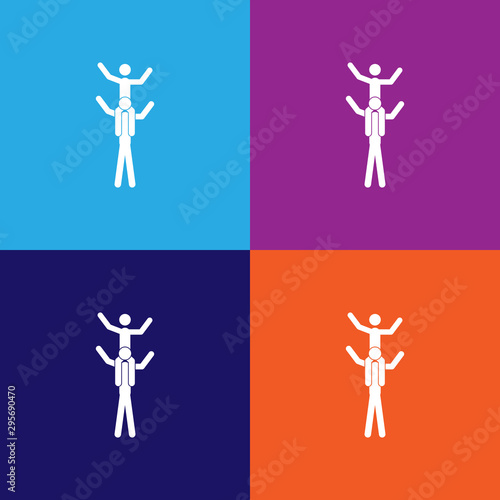 man sitting on the shoulders of another icon. Elements of protest and rallies icon. Premium quality graphic design. Signs and symbol collection icon for websites, web design