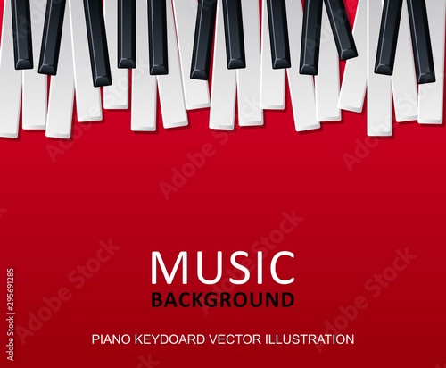 Photography Musical red background with piano keys and text