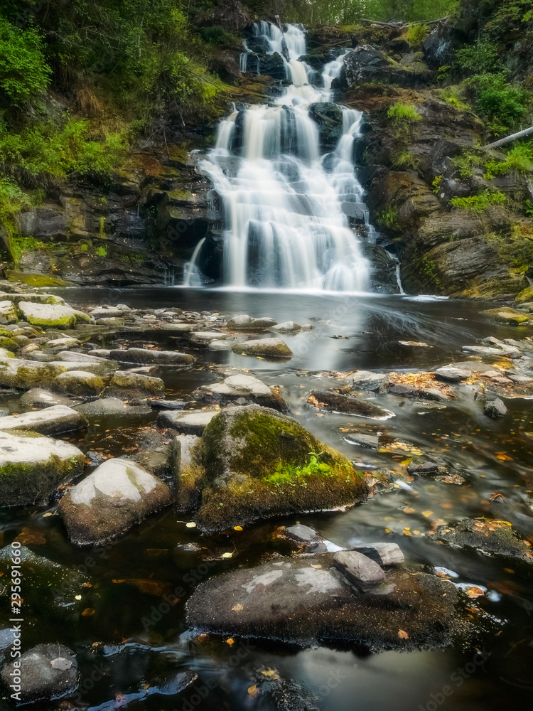 Waterfall White Bridges. Summer landscape. Wild nature Waterfall White Bridges. Summer landscape. Wild nature
