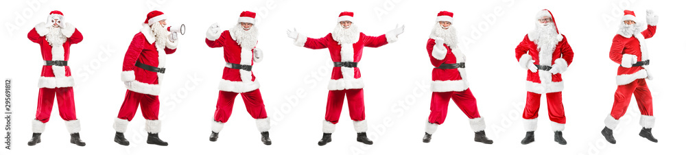Collage with Santa Clauses on white background Collage with Santa Clauses on white background
