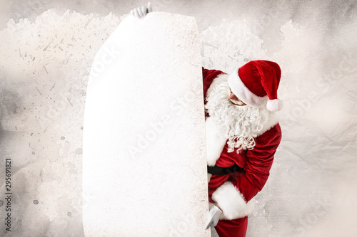 Santa Claus with blank post...