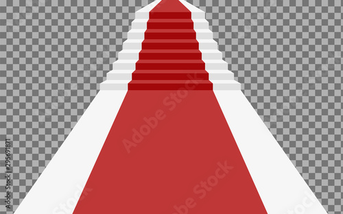 Staircase 3d with red carpet. staircase for celebrity or staircase to success isolated on a transparent background. Staircase 3d with red carpet. Vector illustration, eps 10