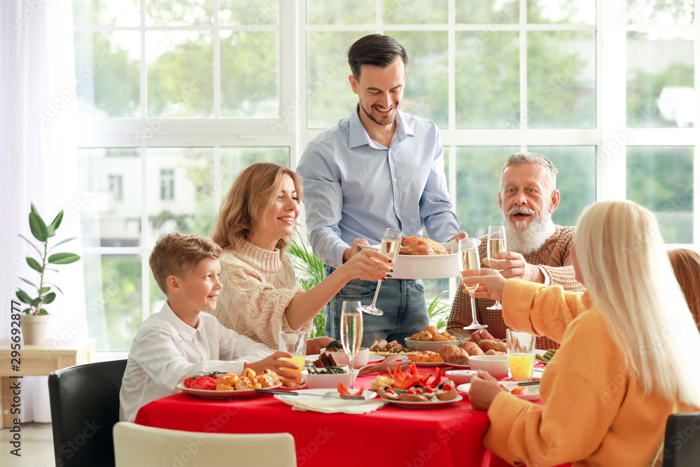 Big family having dinner at home