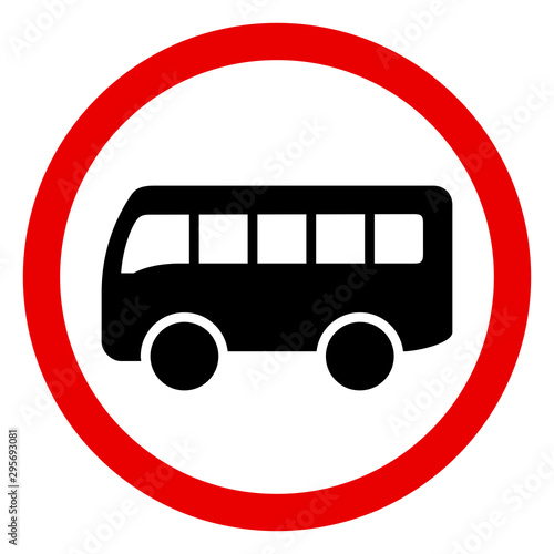 Road sign bus stop traffic symbol vector. Red, white.