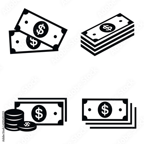 Cash Icon in trendy flat style isolated on white background. Vector Dollar sign, money dollar icon - currency dollar bill symbol