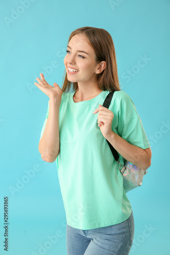 Beautiful female student on...
